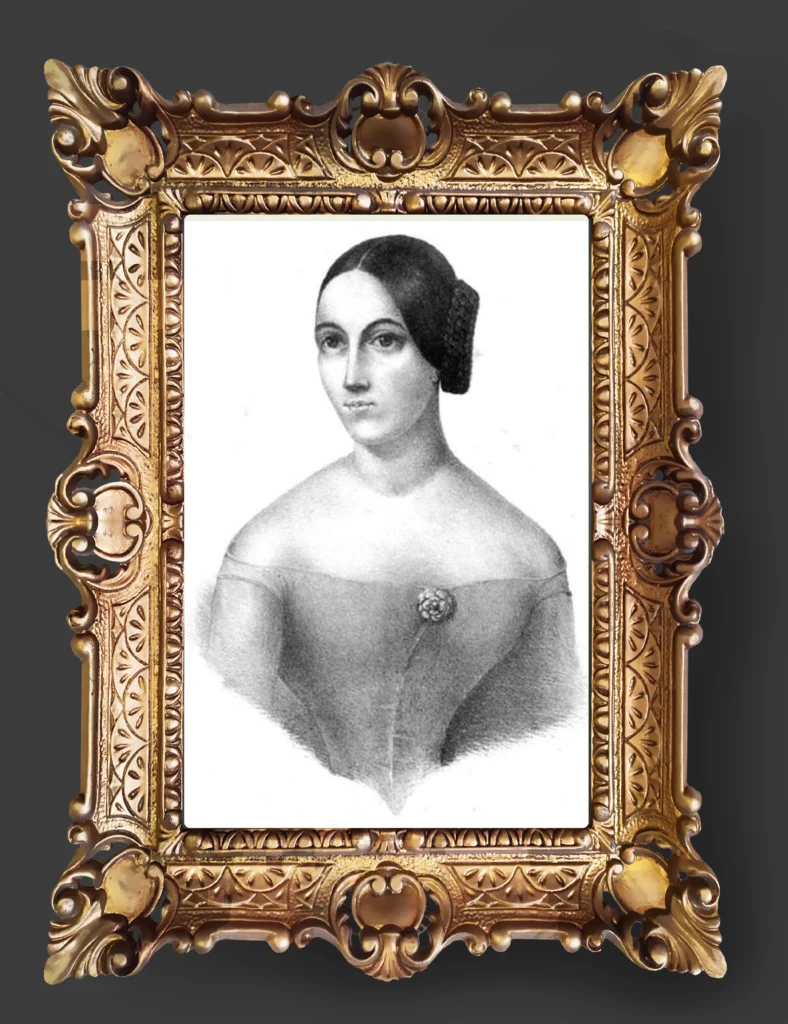 Dibujo de la Sta. María de Jesús Cepeda y Cosío en marco antiguo